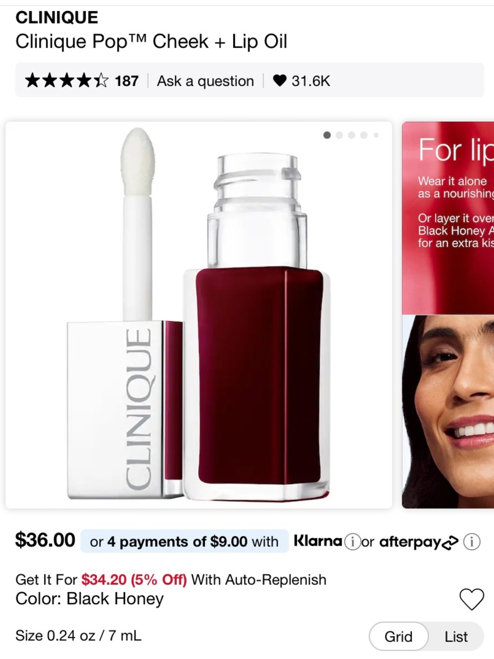 Clinique Lip & Cheek Oil - Black Honey
